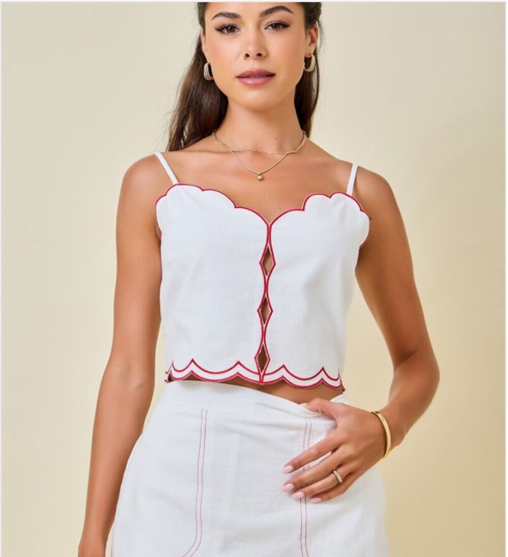NWT Day + Moon Jude Sleeveless Scallop Cami Top. Size Large